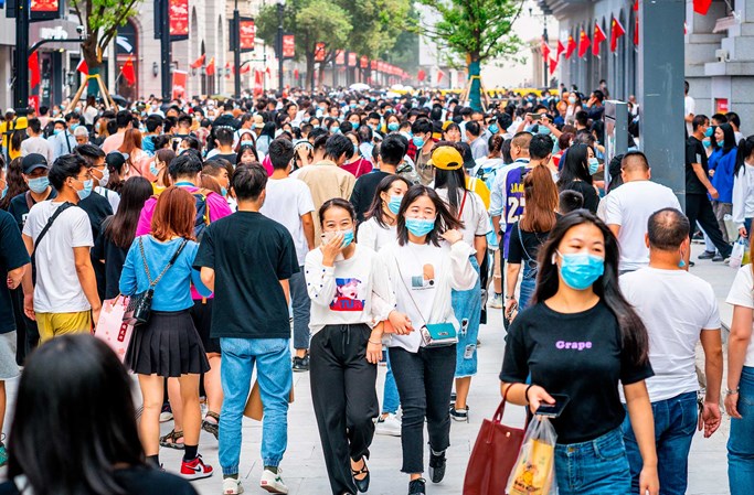 Billede af kinesere på gågade